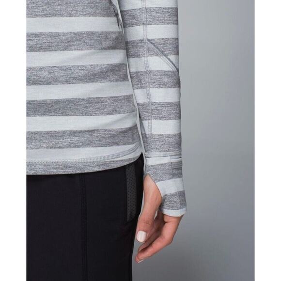 LULULEMON Race Your Pace 1/2 Zip Sz 8 Marshmallow Stripe Heather Slate W3H08S EC - Picture 5 of 11